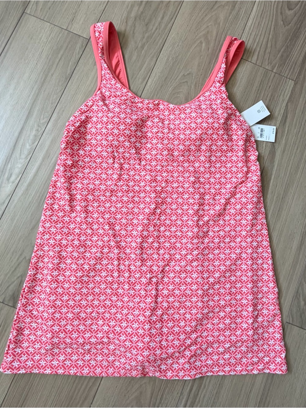 Lamds End Womens Swim Dress with interior Shorts Tank Dress Coral M sz 10-12 NWT